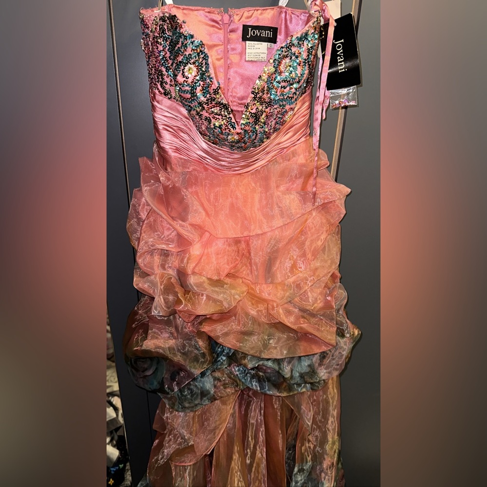 Jovani pink/multi high low dress